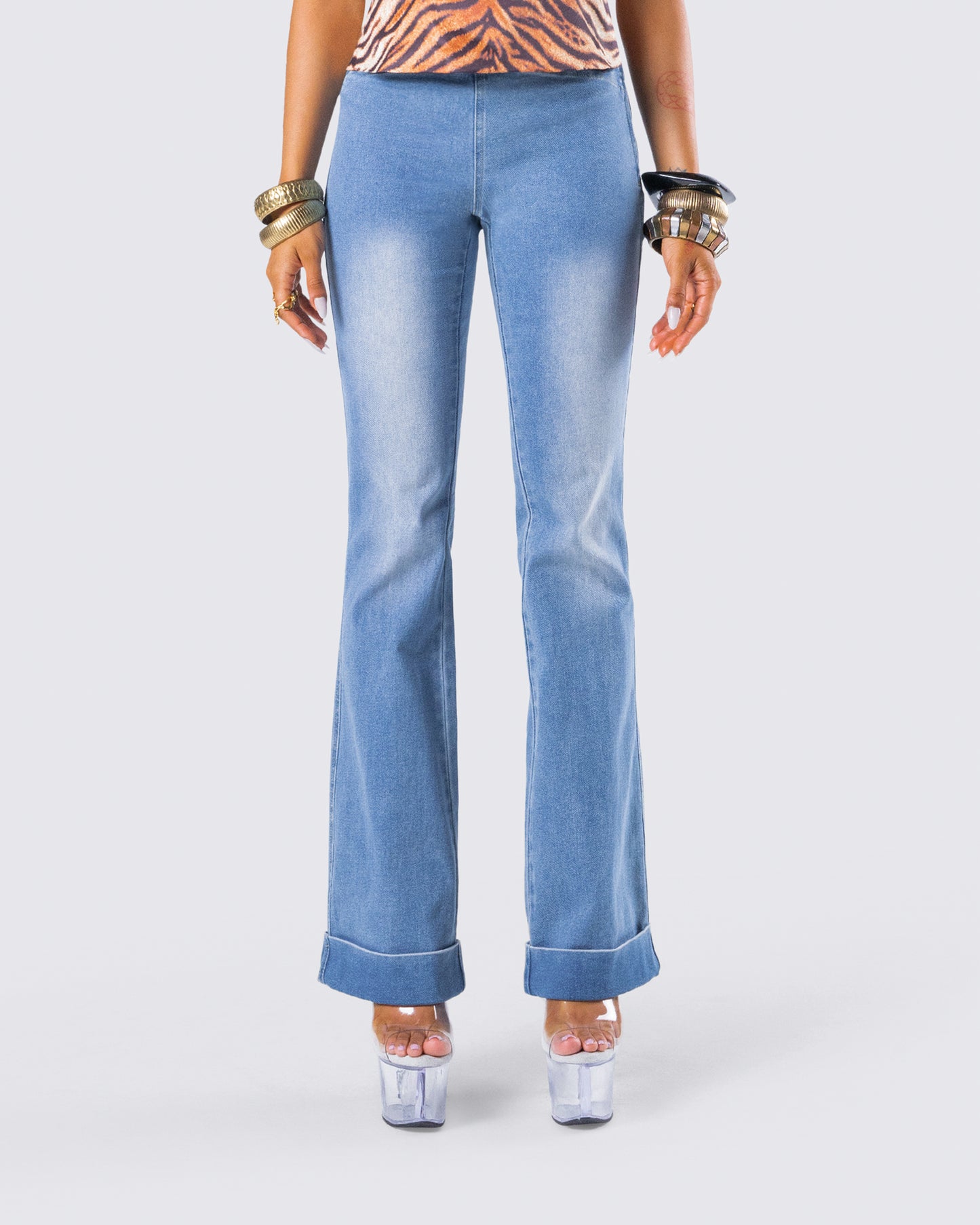Juliana Blue Denim Low Rise Jean model front