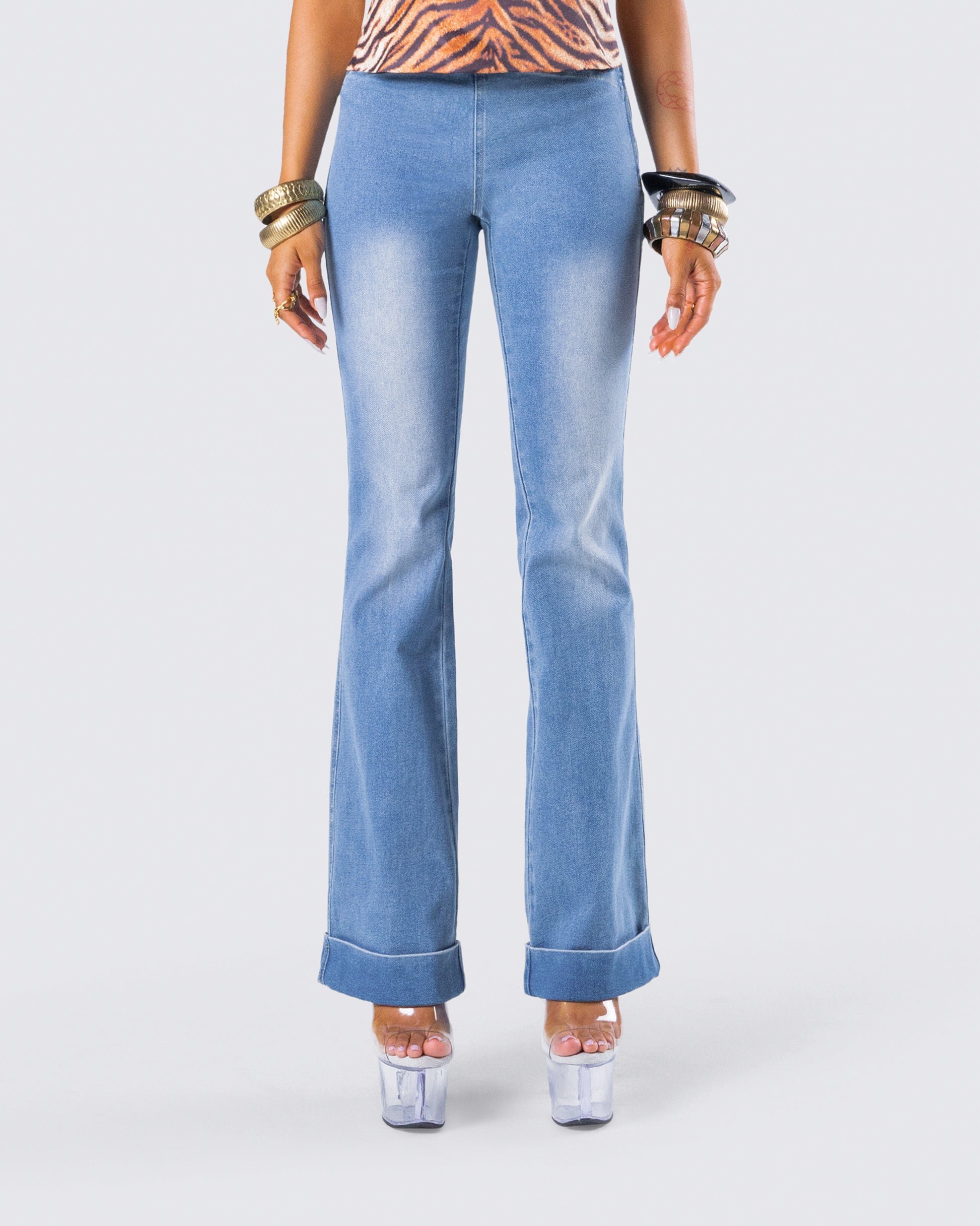 Juliana Blue Denim Low Rise Jean model front