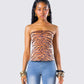 Juliana Brown Tiger Print Top model front