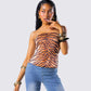 Juliana Brown Tiger Print Top
