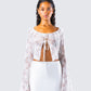 Juliet White Lace Ruffle Top model front