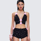 Julissa Black Hand Beaded Rhinestone Top model front