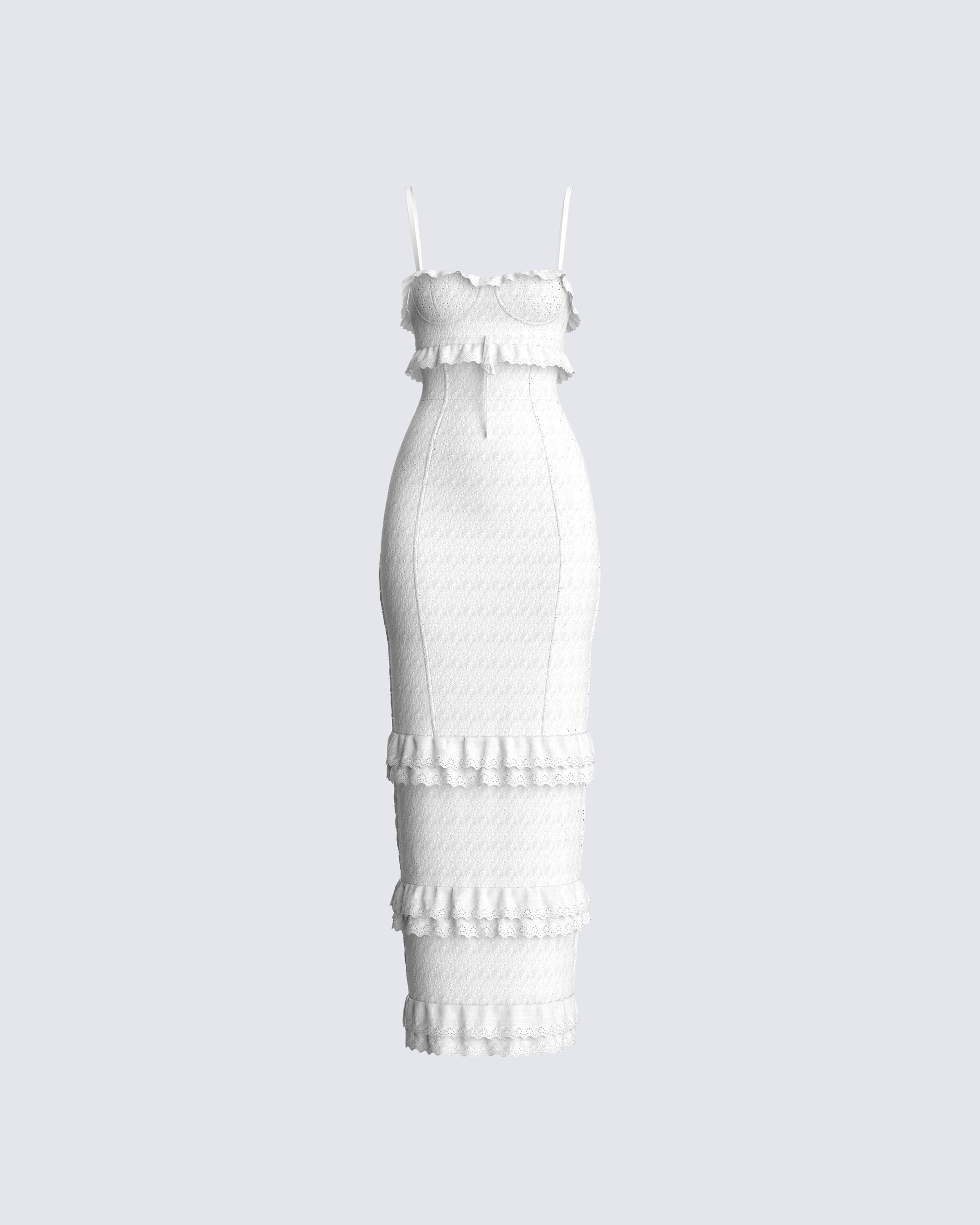 Juniper White Eyelet Maxi Dress 3d product front