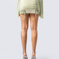 Jolie Olive Mesh Ruched Mini Skirt
