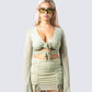 Jolie Olive Mesh Tie Front Top model front