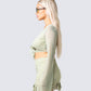 Jolie Olive Mesh Tie Front Top