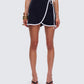 Kaede Black Contrast Binding Wrap Skirt model front