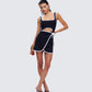Kaede Black Contrast Binding Wrap Skirt