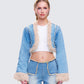 Kaiana Blue Denim Cropped Jacket model front