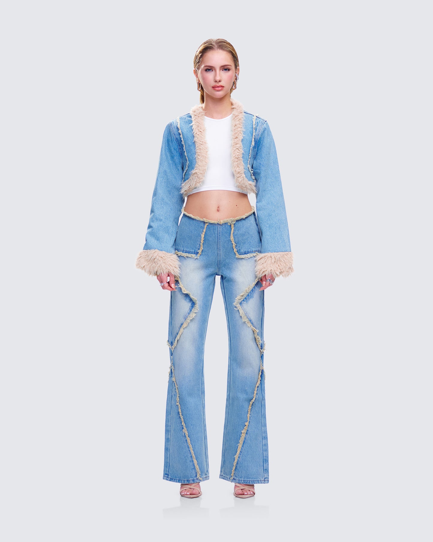Kaiana Blue Denim Y2K Set model front
