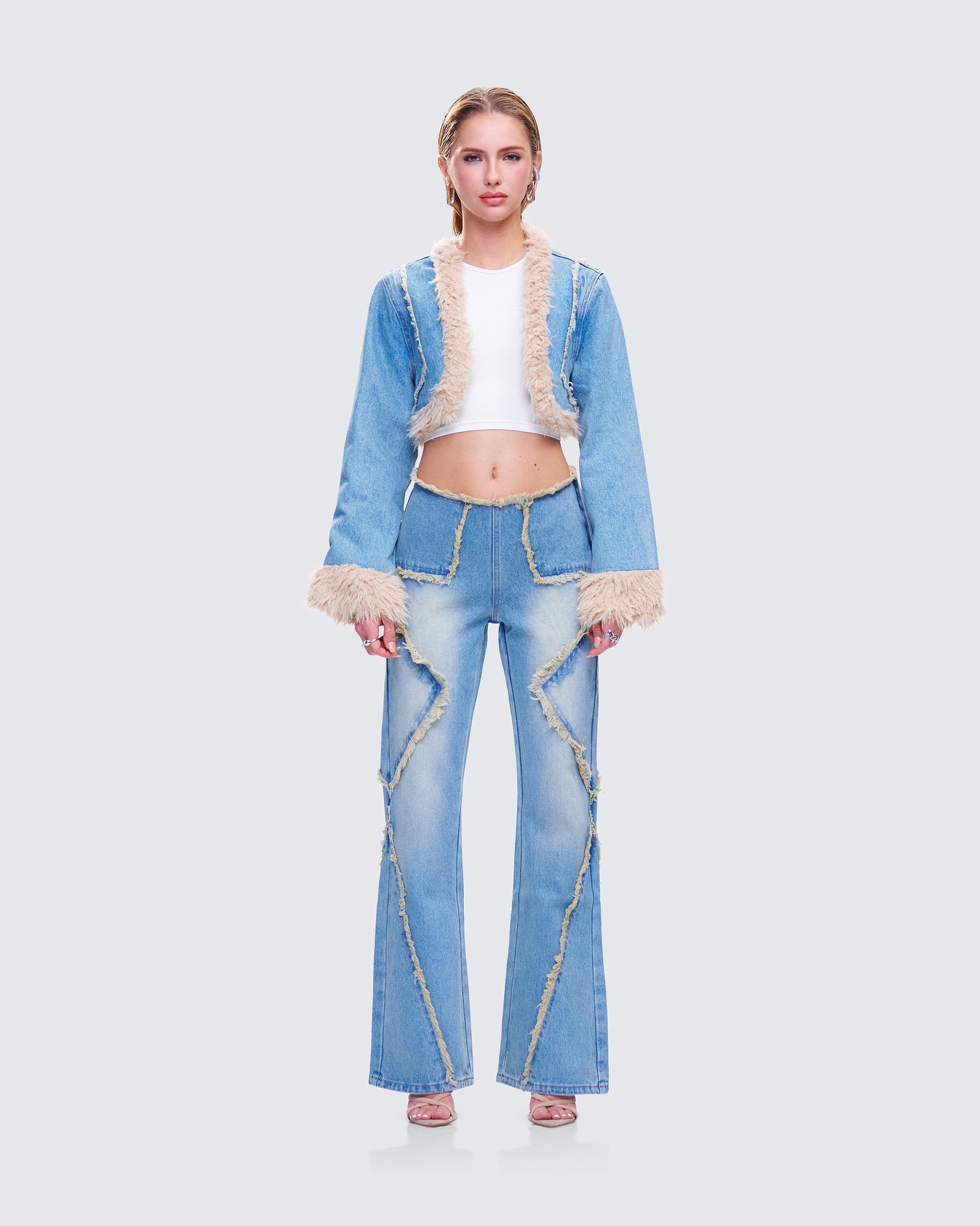 Kaiana Blue Denim Y2K Set model front
