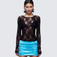Kaito Black Lace Long Sleeve Top model front