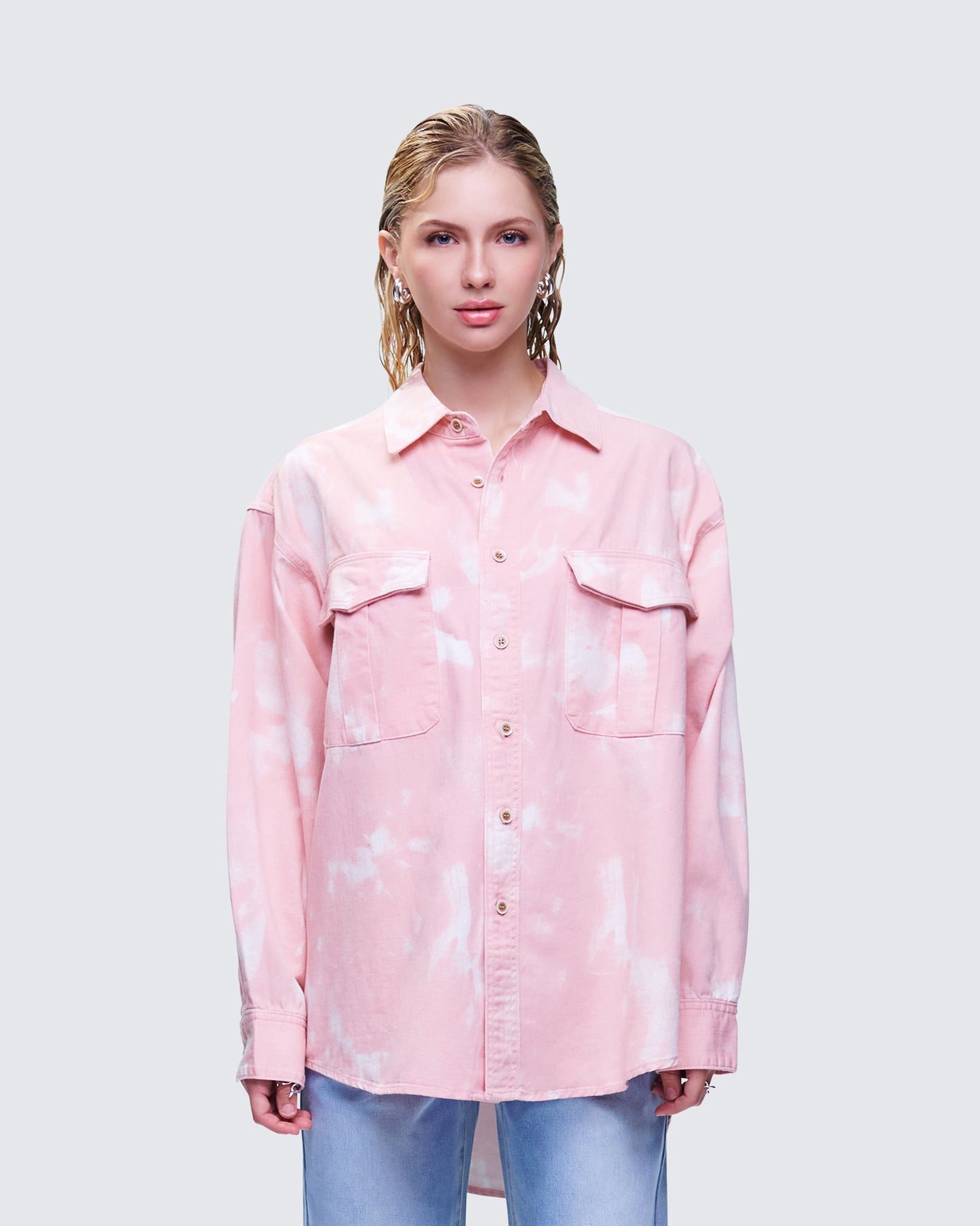 Karasi Pink Wash Loose Fit Shirt model front