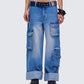 Karen Blue Denim Cargo Pant model front