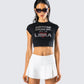 Kari Black Libra Graphic Top model front