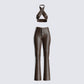 Karina Brown Faux-Leather Set 3d product front