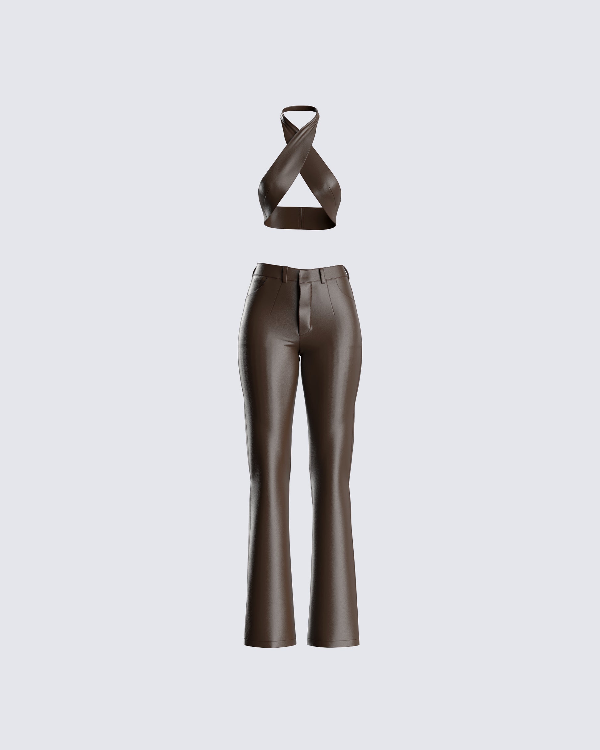 Karina Brown Faux-Leather Set 3d product front