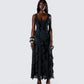 Katelyn Black Ruffle Maxi Dress model front
