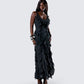 Katelyn Black Ruffle Maxi Dress