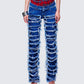 Katria Blue Frayed Denim Boxer Jean model front
