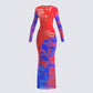Kavya Multi Print Mesh Maxi Dress 3d product front