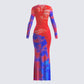 Kavya Multi Print Mesh Maxi Dress