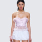 Keilani Pink Hand Beaded Rhinestone Top model front
