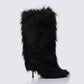 Kendall Black Fur XXL Yetti Heeled Boot