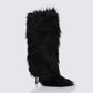 Kendall Black Fur XXL Yetti Heeled Boot