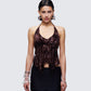 Kerensa Brown Mesh Halter Top model front
