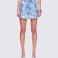 Kian Blue Denim Lace Overlay Shorts model front