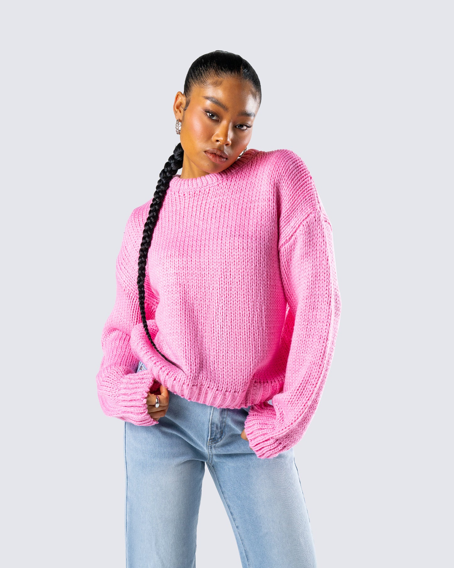 Kiera Pink Chunky Sweater Top