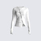 Kieran White Button Up Knit Top 3d product front
