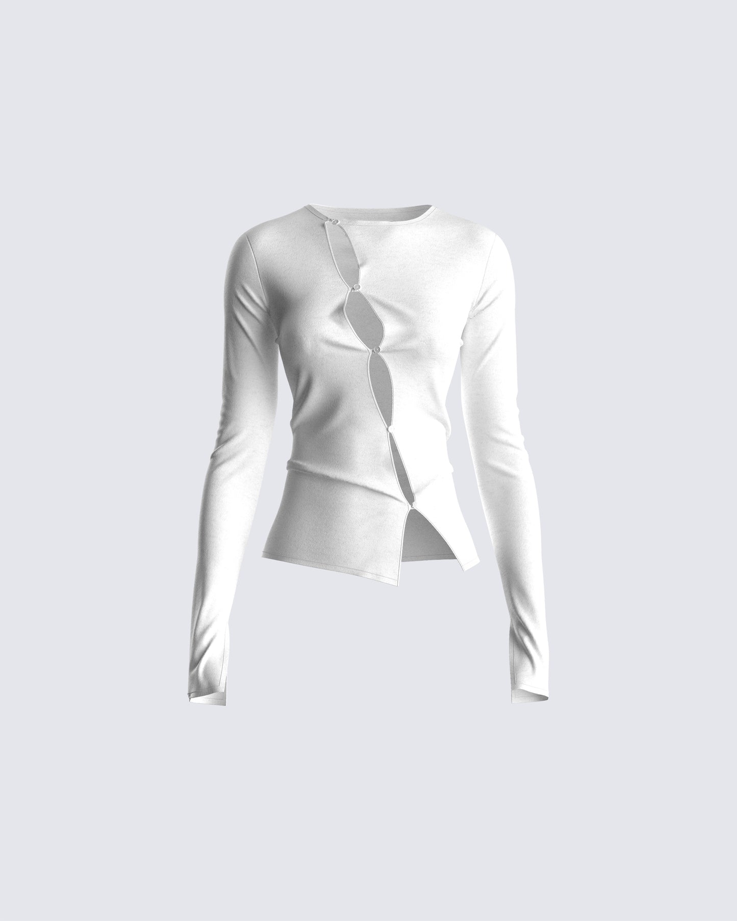 Kieran White Button Up Knit Top 3d product front