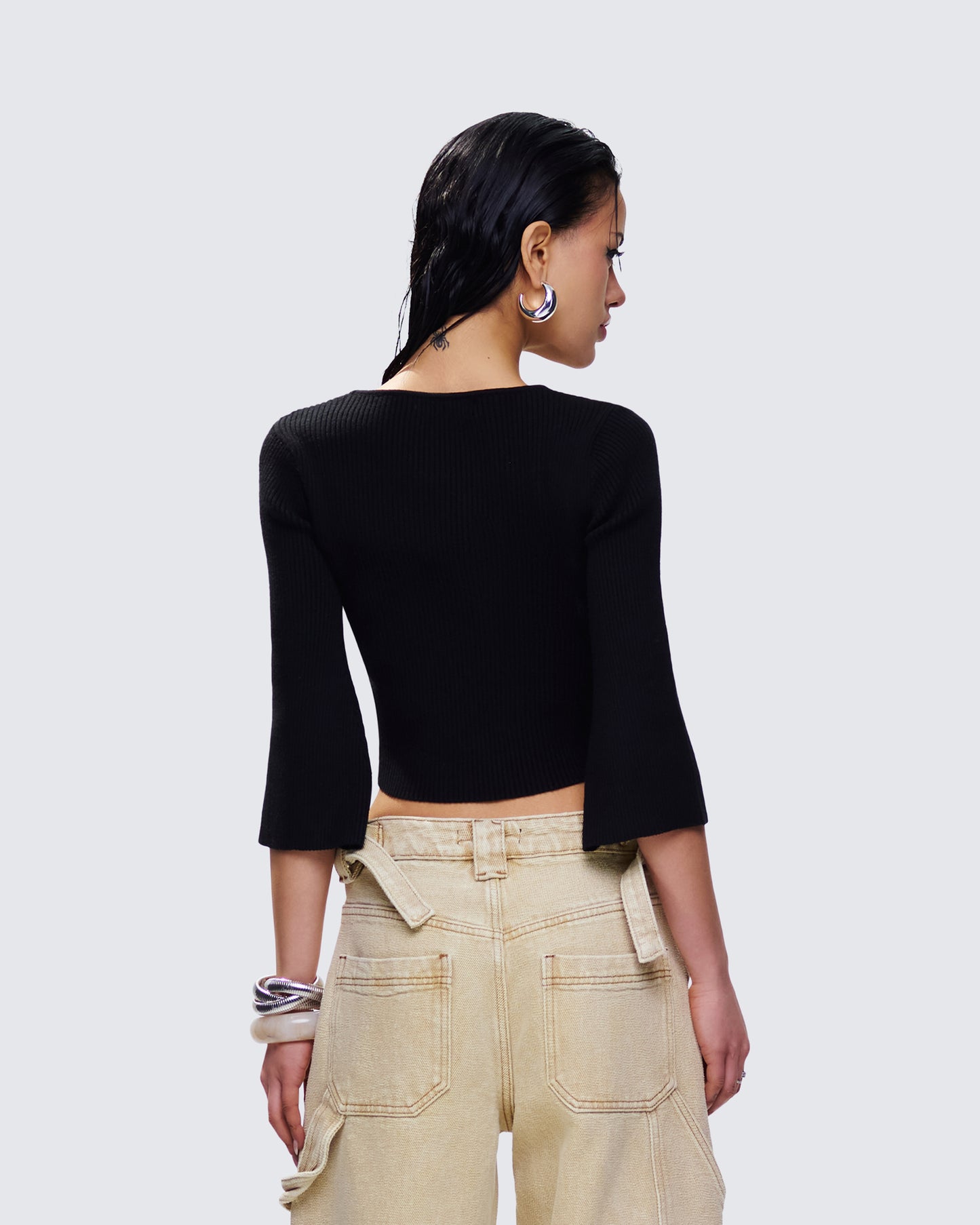 Kimmy Black Ribbed Cardigan Top