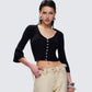 Kimmy Black Ribbed Cardigan Top
