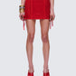 Kimona Red Ruffle Micro Mini Skirt model front