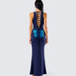 Kinny Navy Butterfly Print Maxi Dress