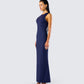 Kinny Navy Butterfly Print Maxi Dress