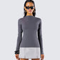 Kiraz Charcoal Grey Long Sleeve Top model front