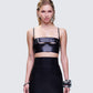 Kristin Black Vegan Leather Top model front