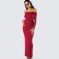 Kyan Burgundy Off Shoulder Maxi Dress