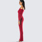 Kyan Burgundy Off Shoulder Maxi Dress