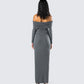 Kyan Charcoal Off Shoulder Maxi Dress
