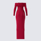 Kyan Burgundy Off Shoulder Maxi Dress