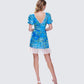 Lacey Blue Water Lilies Print Mini Dress