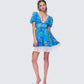Lacey Blue Water Lilies Print Mini Dress