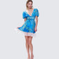 Lacey Blue Water Lilies Print Mini Dress