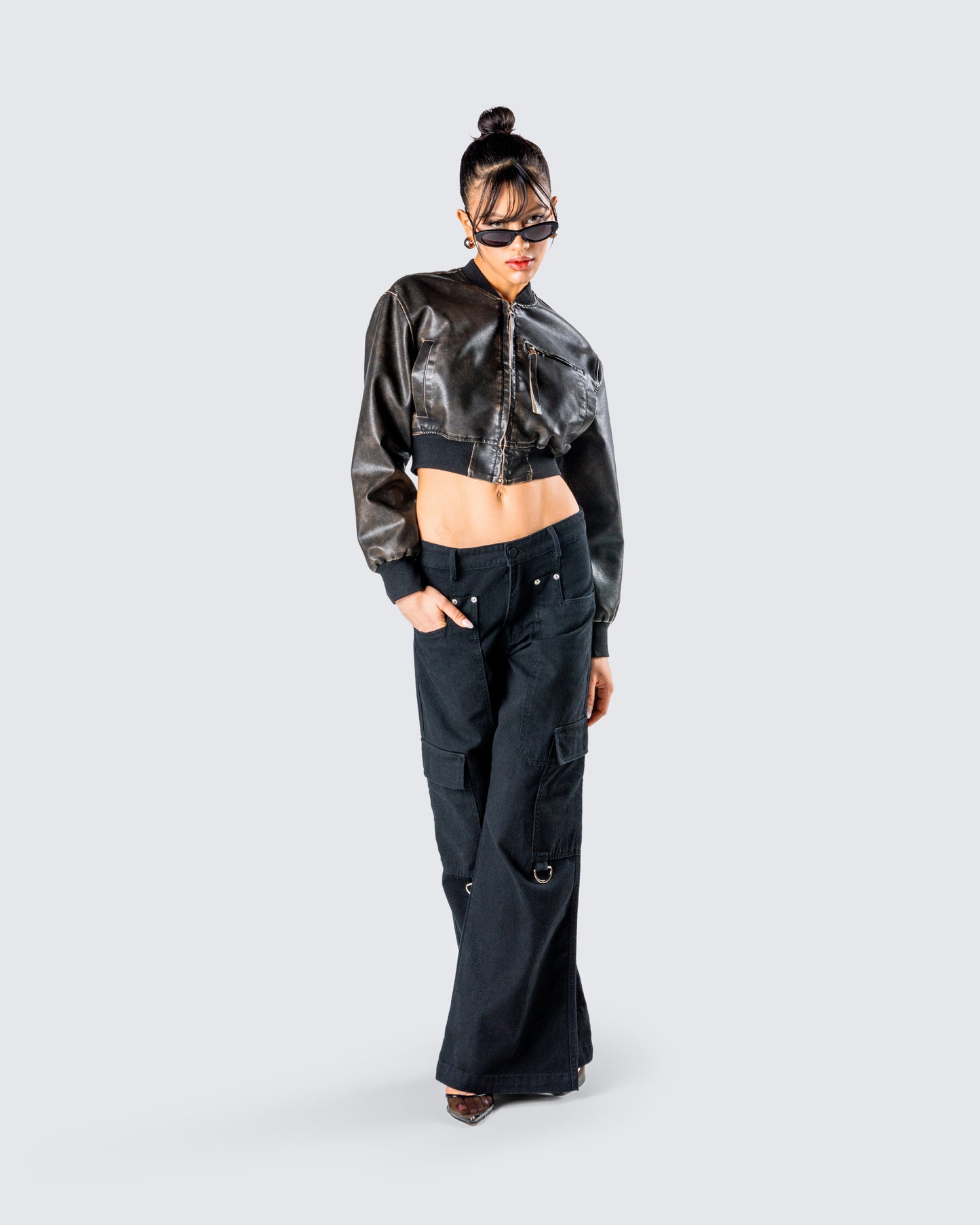 Laina Black Twill Pocket Pant