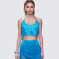 Laleh Teal Fringe Top model front